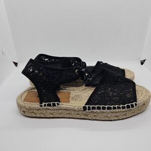 Baltarini BLT black lace open toe espadrille sandals EU 38 US 7 made in Spain